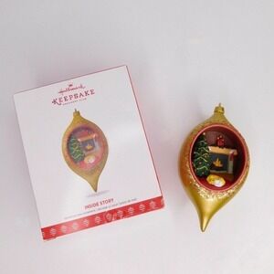 HALLMARK 2017 Keepsake Ornament Club Christmas Inside Story Fireplace Scene Dog
